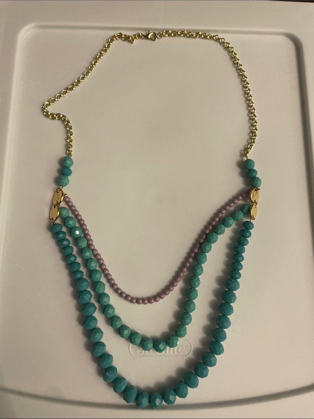 Gold-Accent Turquoise & Lavender Beaded Layered Necklace